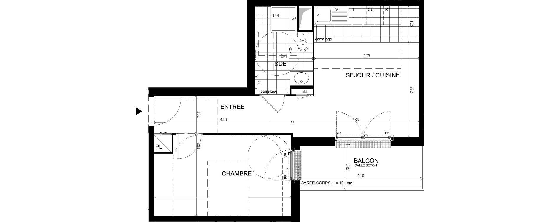 Appartement T2 de 42,70 m2 &agrave; Argenteuil Centre