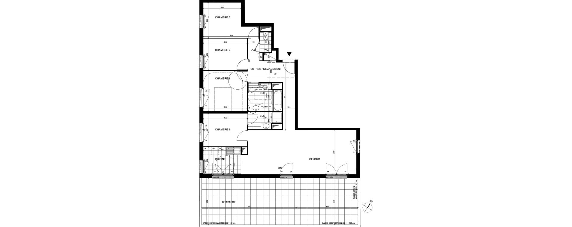 Appartement T5 de 103,20 m2 &agrave; Argenteuil Centre