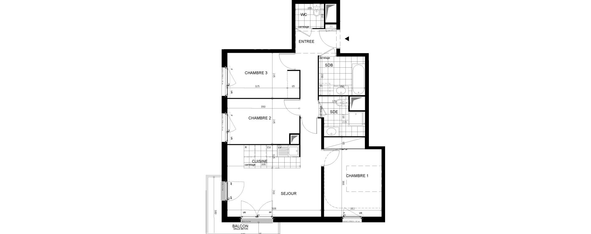 Appartement T4 de 71,00 m2 &agrave; Argenteuil Centre