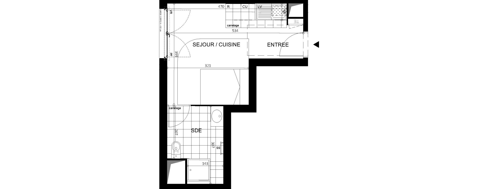 Appartement T1 de 22,90 m2 &agrave; Argenteuil Centre