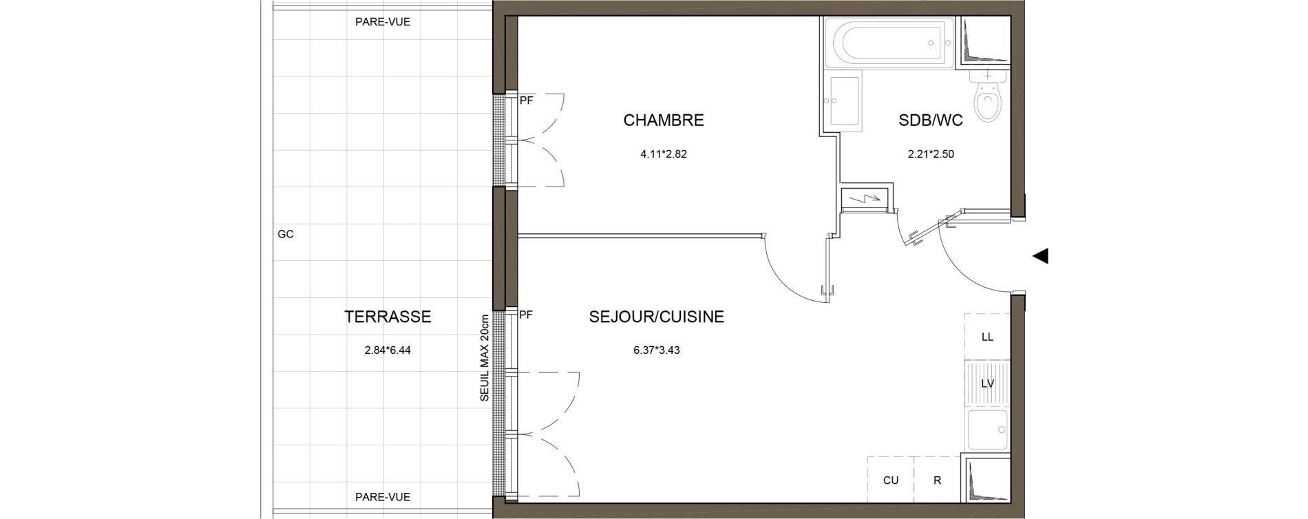 Appartement T2 de 38,53 m2 &agrave; Arnouville Gare