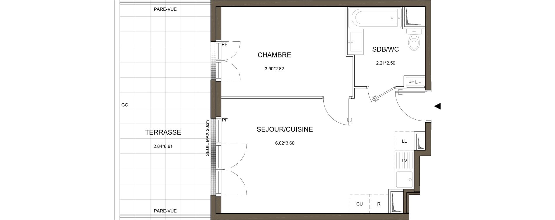 Appartement T2 de 38,54 m2 &agrave; Arnouville Gare