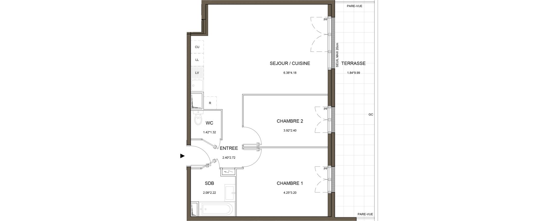 Appartement T3 de 59,82 m2 &agrave; Arnouville Gare