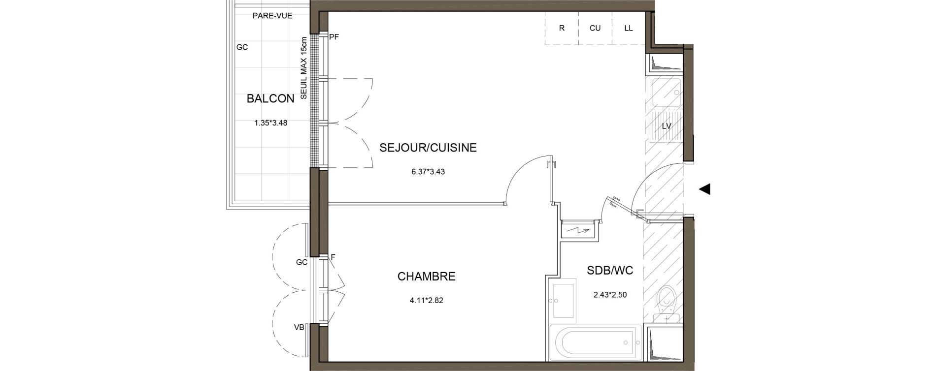 Appartement T2 de 38,16 m2 &agrave; Arnouville Gare