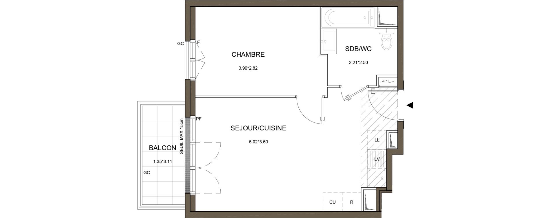 Appartement T2 de 38,54 m2 &agrave; Arnouville Gare