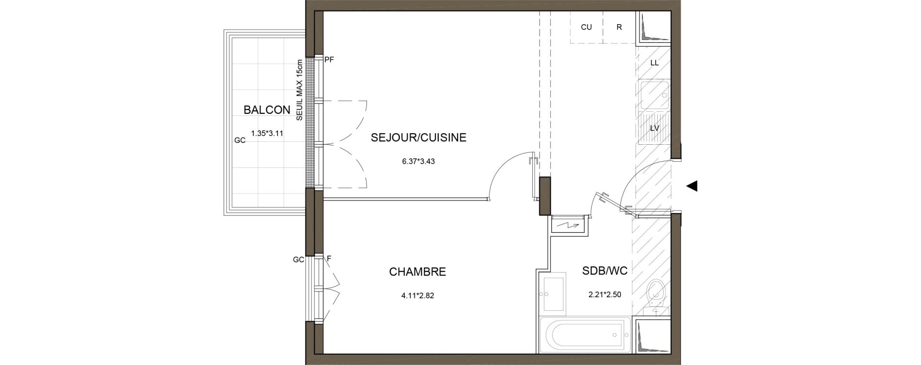 Appartement T2 de 38,41 m2 &agrave; Arnouville Gare