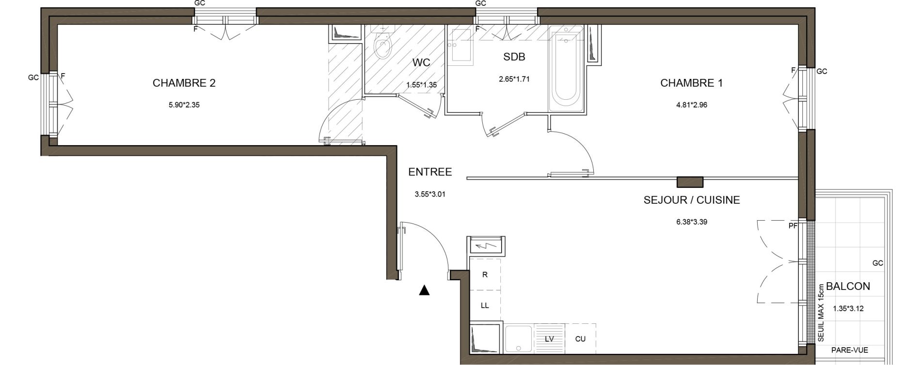 Appartement T3 de 60,85 m2 &agrave; Arnouville Gare