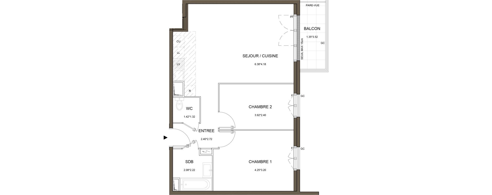 Appartement T3 de 59,82 m2 &agrave; Arnouville Gare