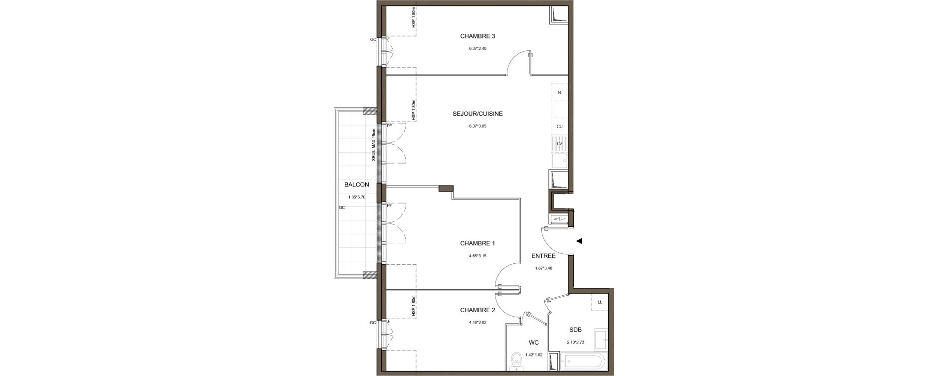 Appartement T4 de 76,27 m2 &agrave; Arnouville Gare