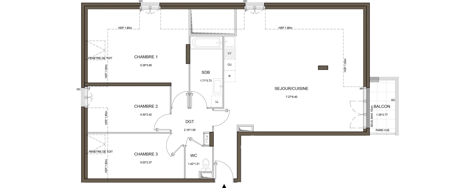 Appartement T4 de 84,34 m2 &agrave; Arnouville Gare