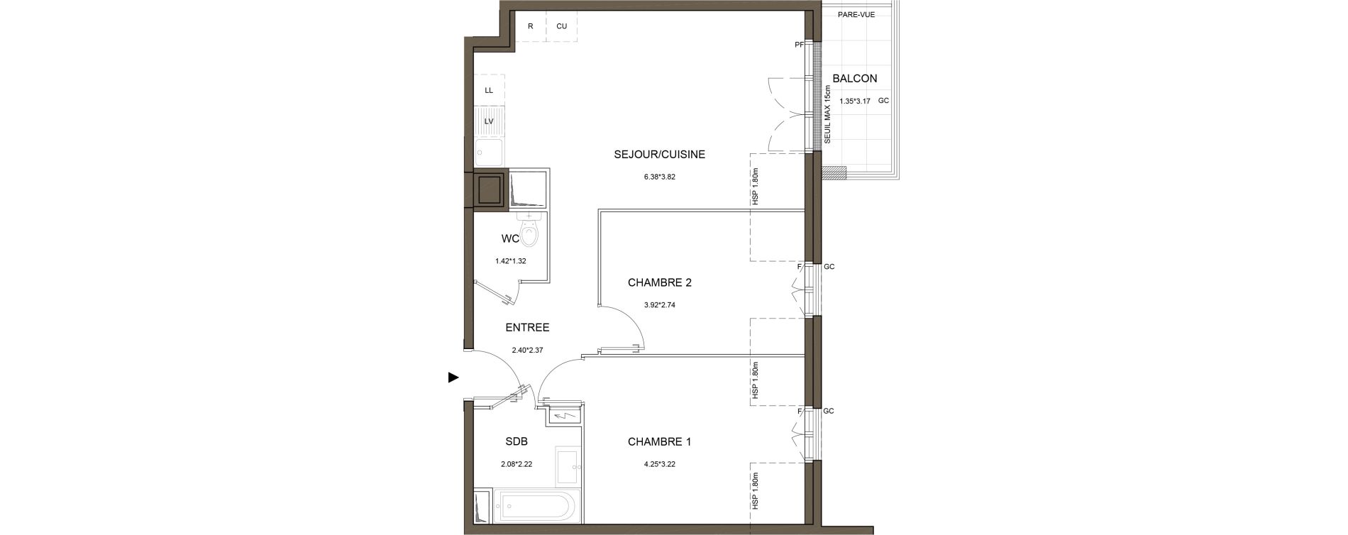 Appartement T3 de 54,58 m2 &agrave; Arnouville Gare