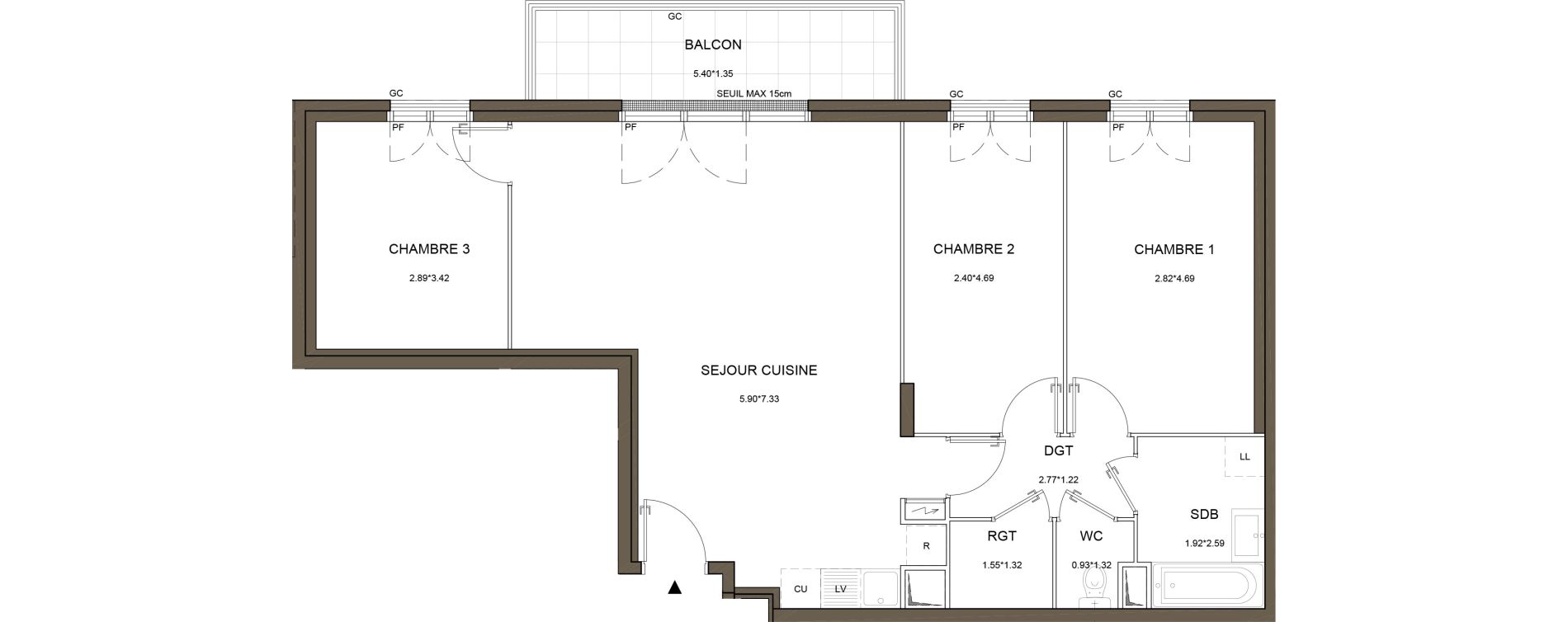 Appartement T4 de 81,20 m2 &agrave; Arnouville Gare