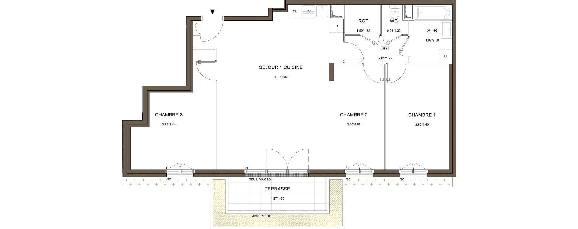 Appartement T4 de 86,48 m2 &agrave; Arnouville Gare