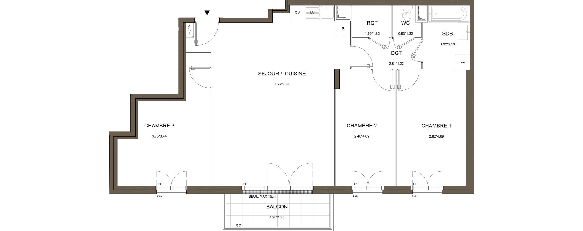 Appartement T4 de 86,48 m2 &agrave; Arnouville Gare