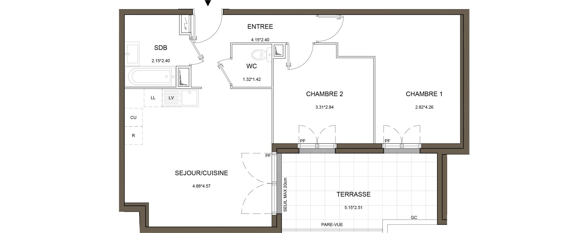 Appartement T3 de 58,59 m2 &agrave; Arnouville Gare