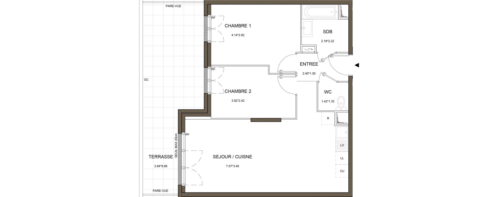 Appartement T3 de 57,65 m2 &agrave; Arnouville Gare