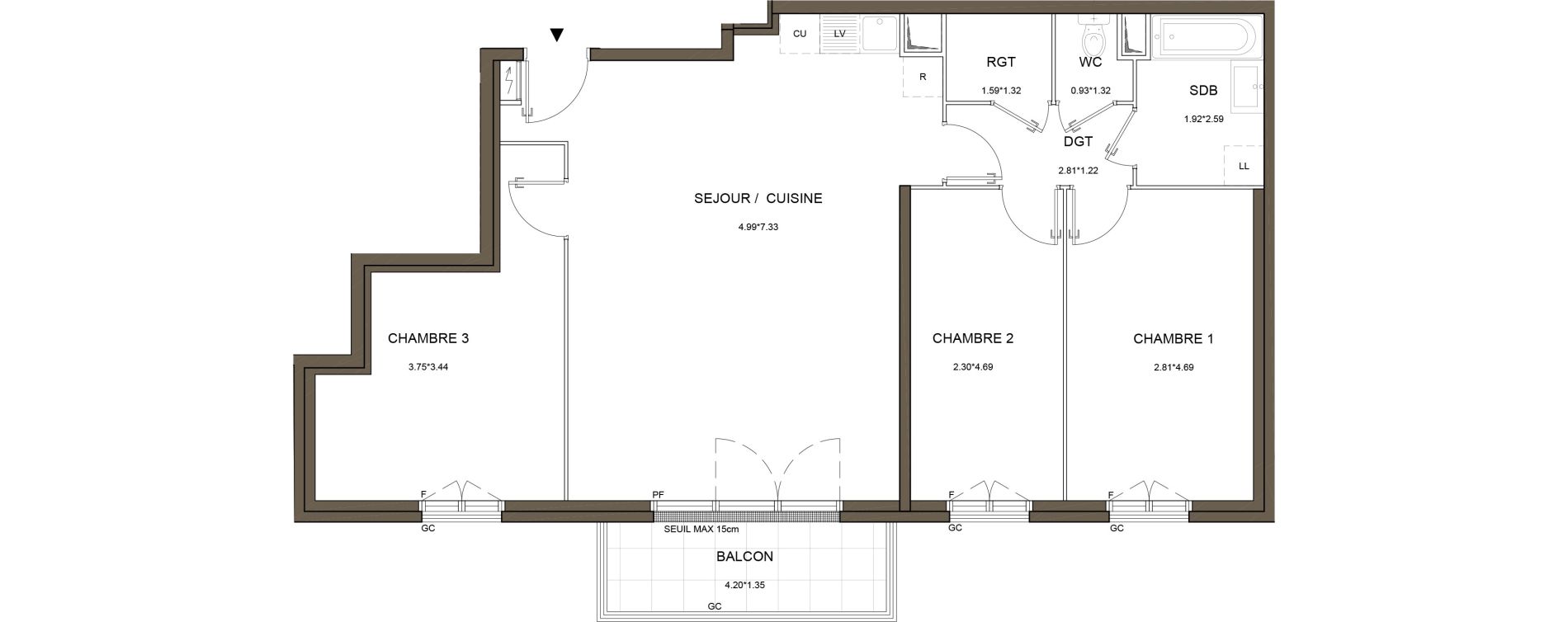 Appartement T4 de 86,06 m2 &agrave; Arnouville Gare