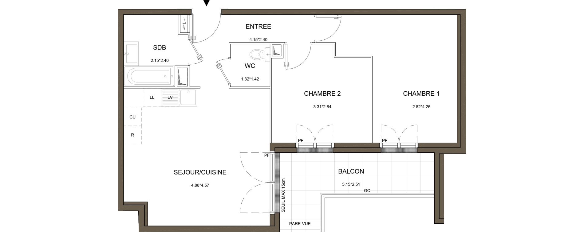 Appartement T3 de 58,59 m2 &agrave; Arnouville Gare