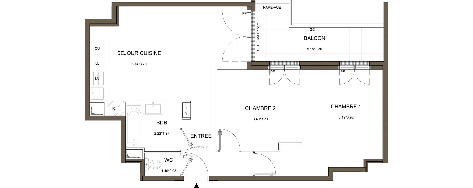 Appartement T3 de 58,10 m2 &agrave; Arnouville Gare
