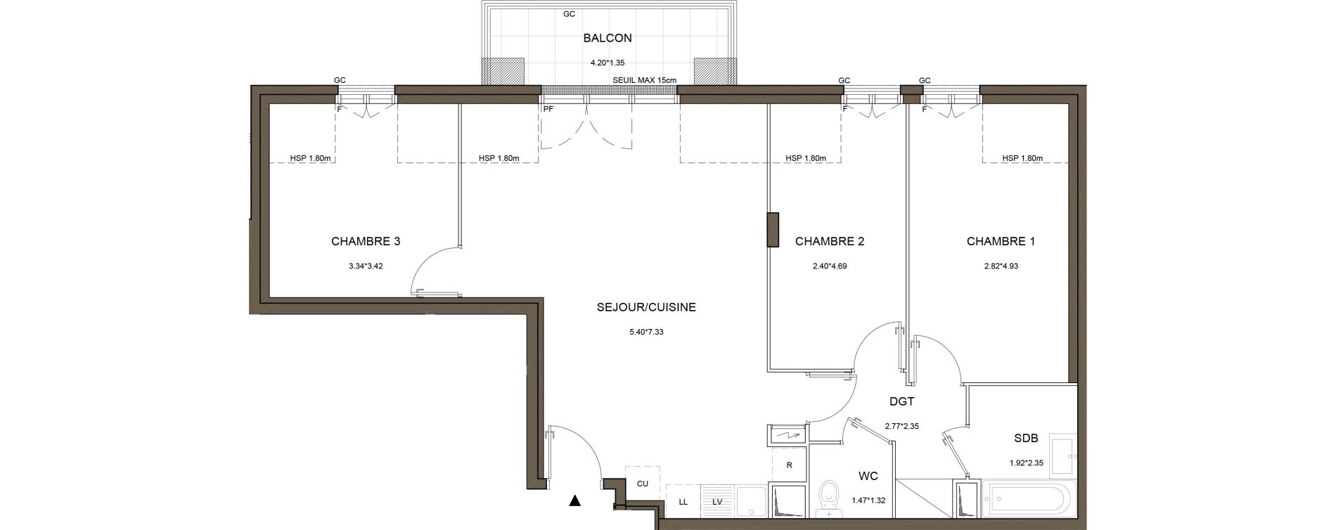 Appartement T4 de 72,94 m2 &agrave; Arnouville Gare
