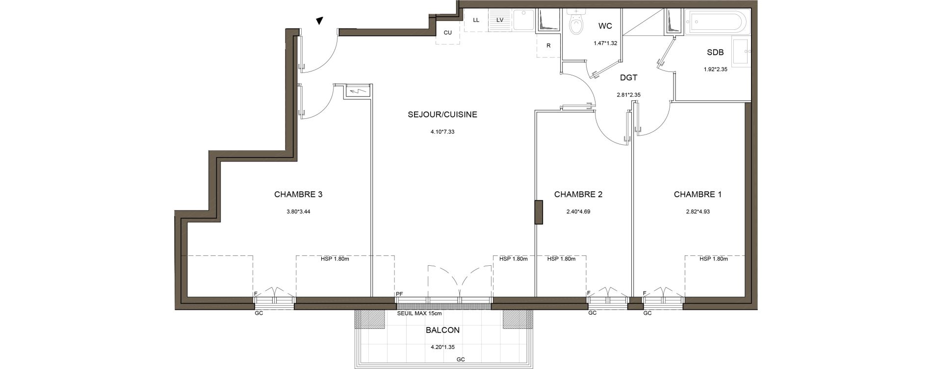 Appartement T4 de 78,14 m2 &agrave; Arnouville Gare