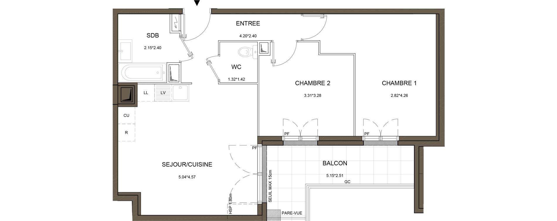 Appartement T3 de 57,45 m2 &agrave; Arnouville Gare