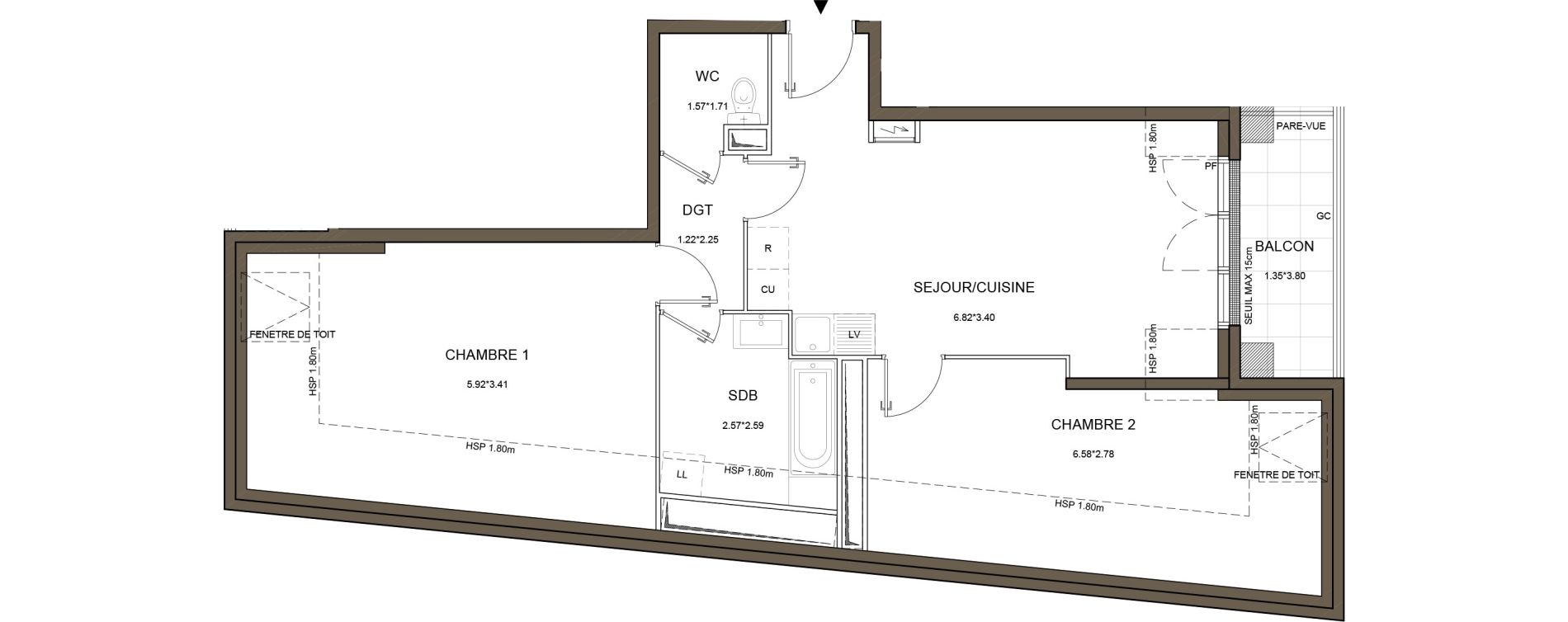 Appartement T3 de 57,41 m2 &agrave; Arnouville Gare