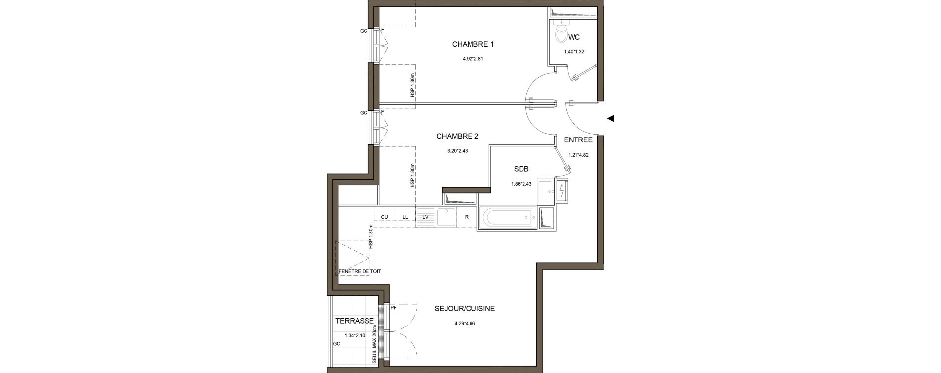 Appartement T3 de 54,22 m2 &agrave; Arnouville Gare