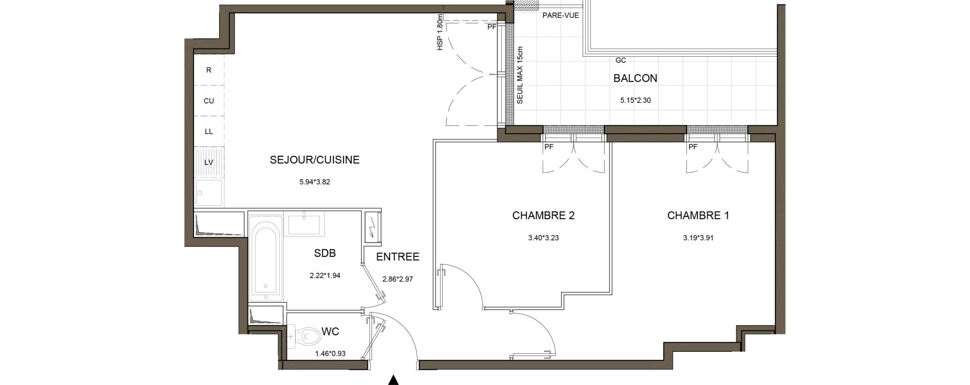 Appartement T3 de 56,42 m2 &agrave; Arnouville Gare