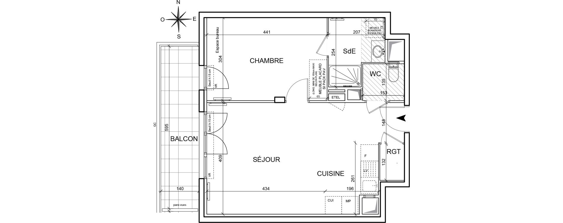 Appartement T2 de 47,80 m2 &agrave; Arnouville Gare