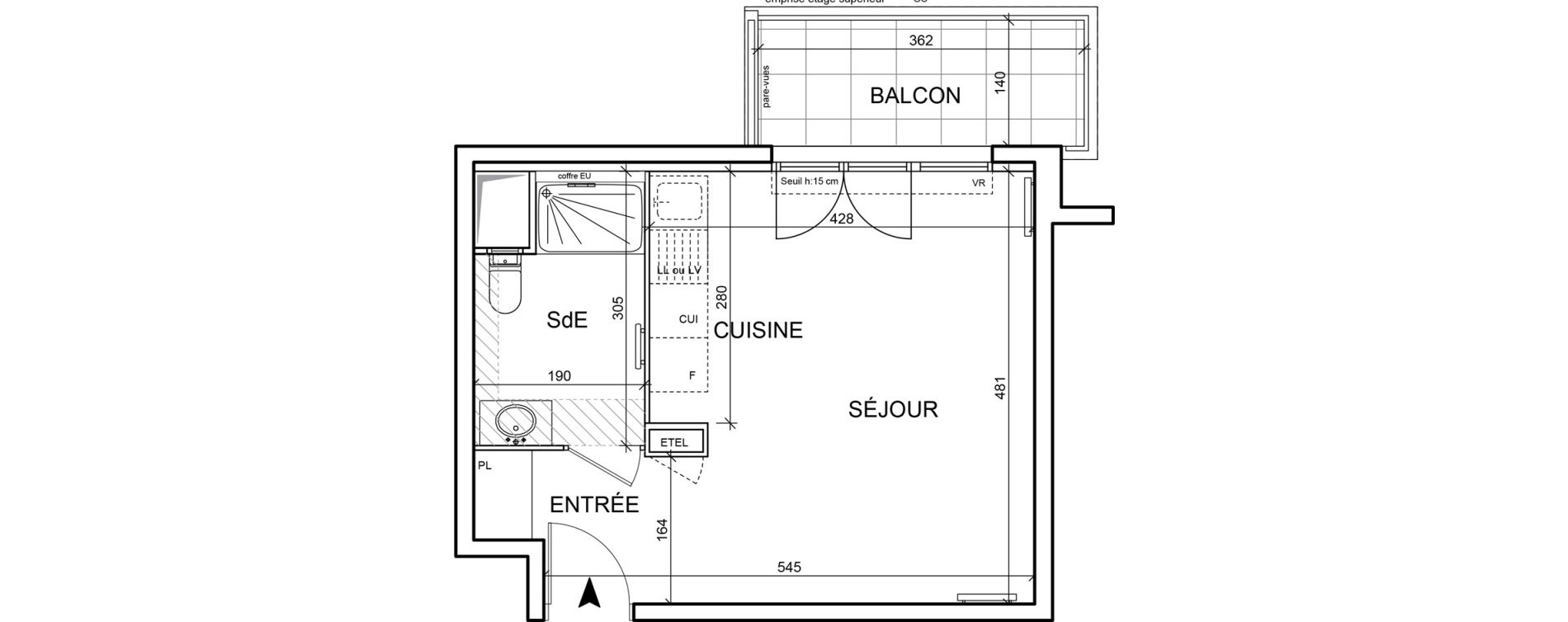 Appartement T1 de 28,20 m2 &agrave; Arnouville Gare