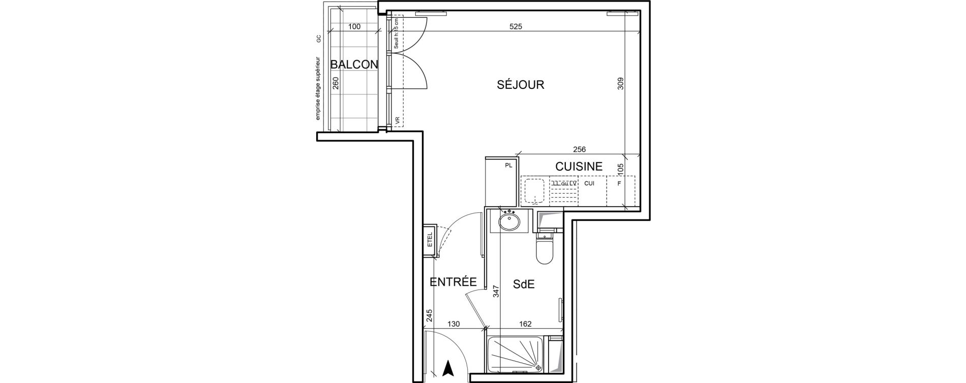 Appartement T1 de 29,90 m2 &agrave; Arnouville Gare