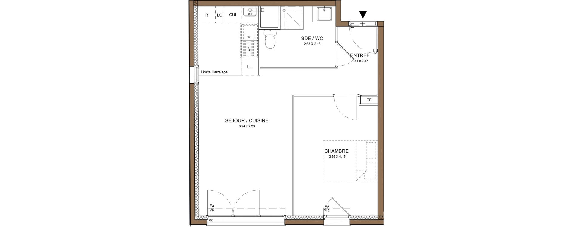 Appartement T2 de 42,83 m2 &agrave; Beauchamp Centre