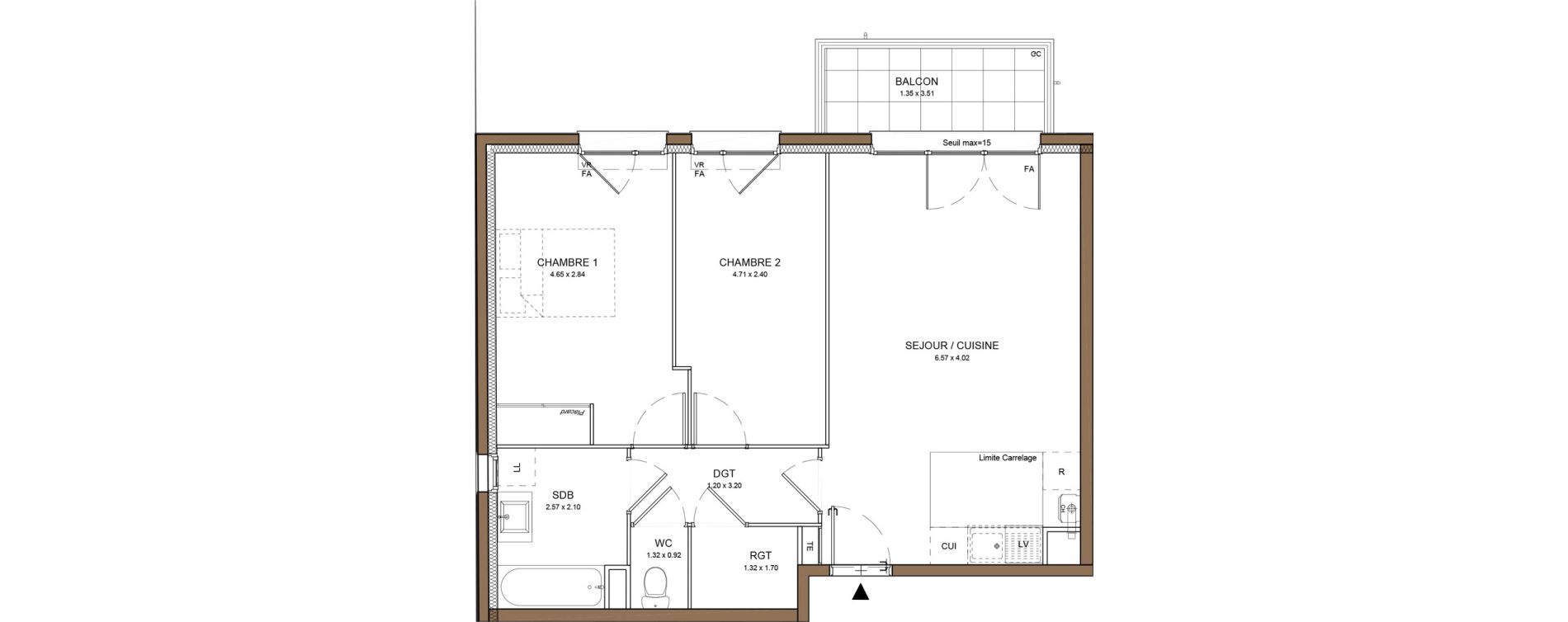 Appartement T3 de 62,67 m2 &agrave; Beauchamp Centre