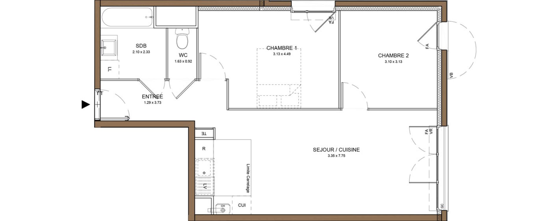Appartement T3 de 59,45 m2 &agrave; Beauchamp Centre