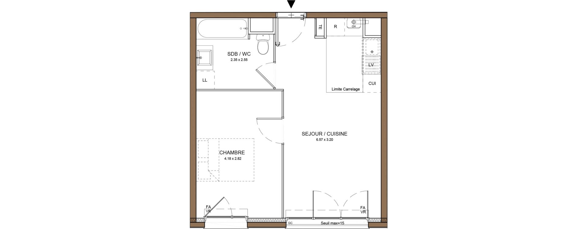 Appartement T2 de 38,36 m2 &agrave; Beauchamp Centre