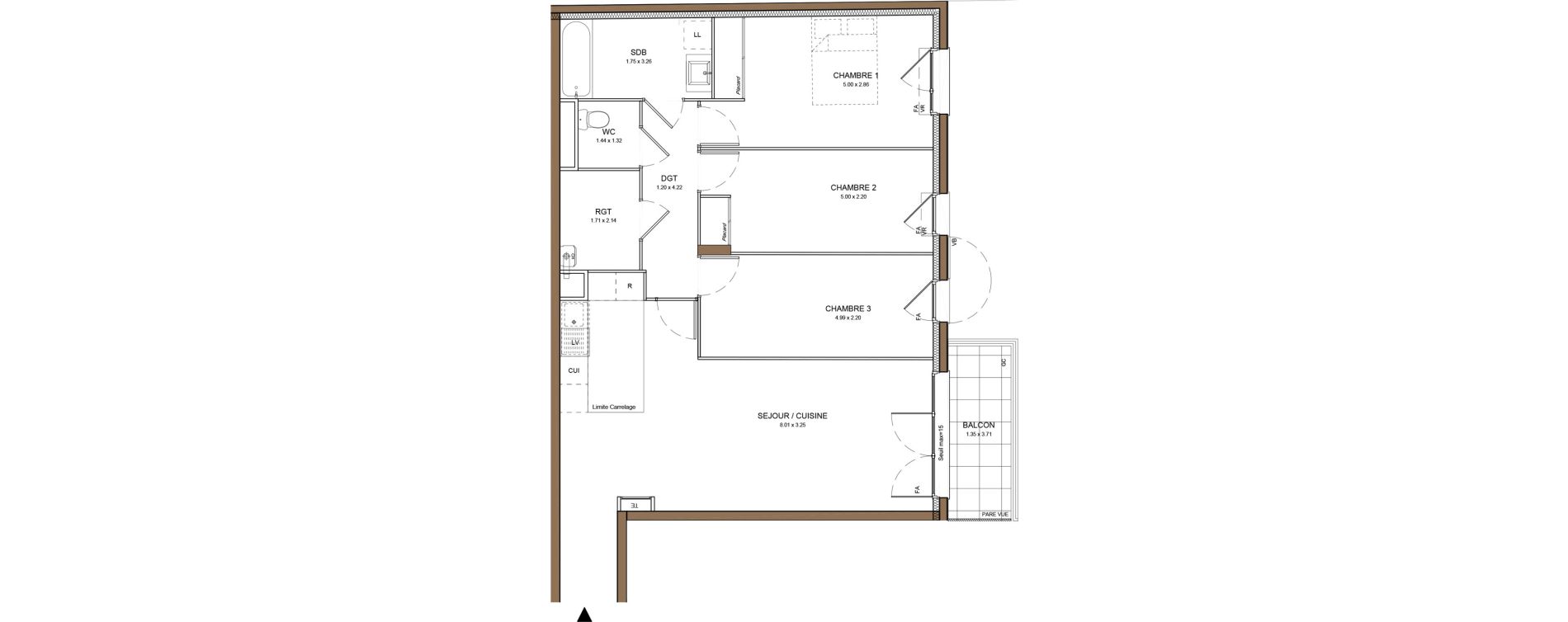 Appartement T4 de 85,82 m2 &agrave; Beauchamp Centre