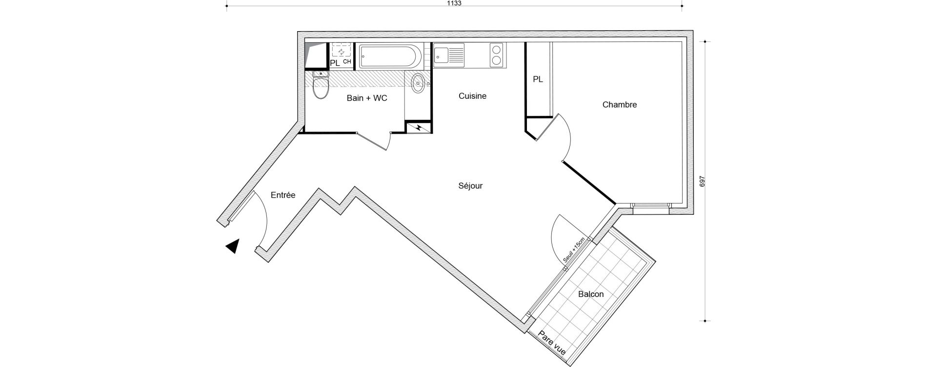 Appartement T2 de 47,99 m2 &agrave; Beaumont-Sur-Oise Centre