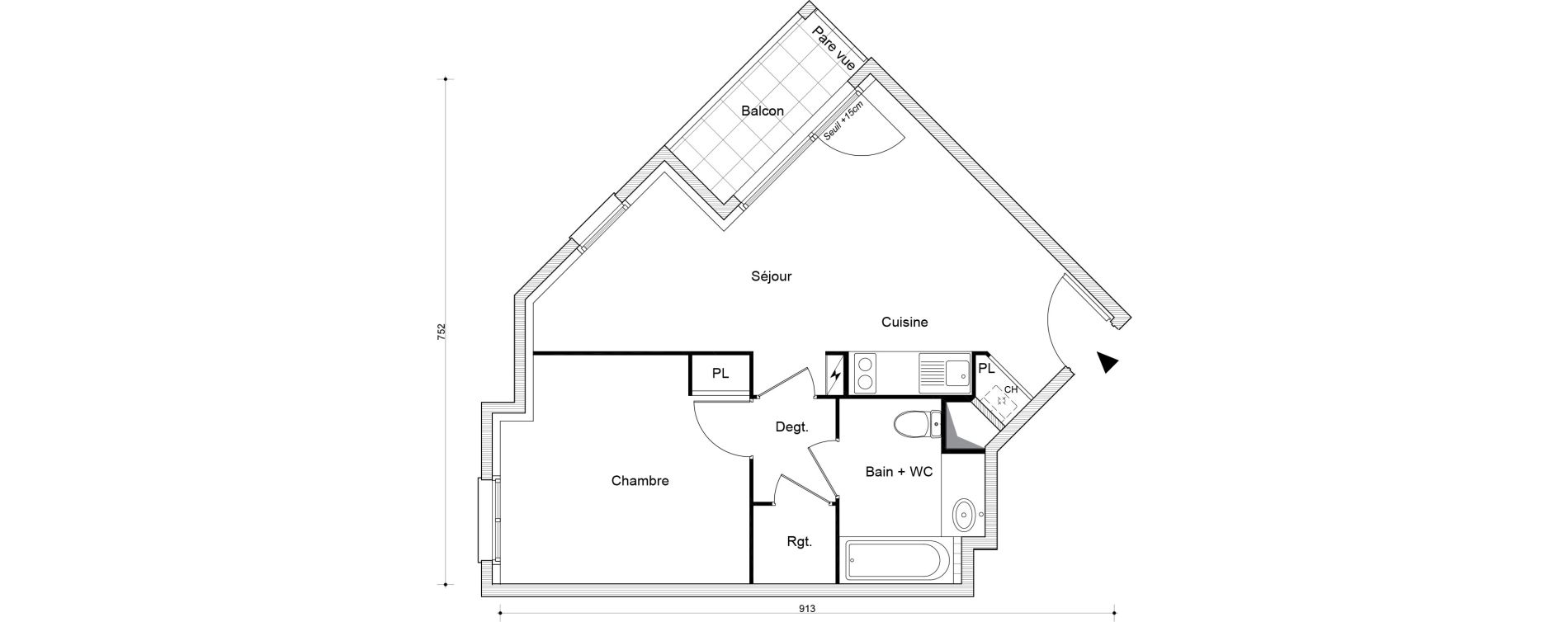 Appartement T2 de 43,45 m2 &agrave; Beaumont-Sur-Oise Centre