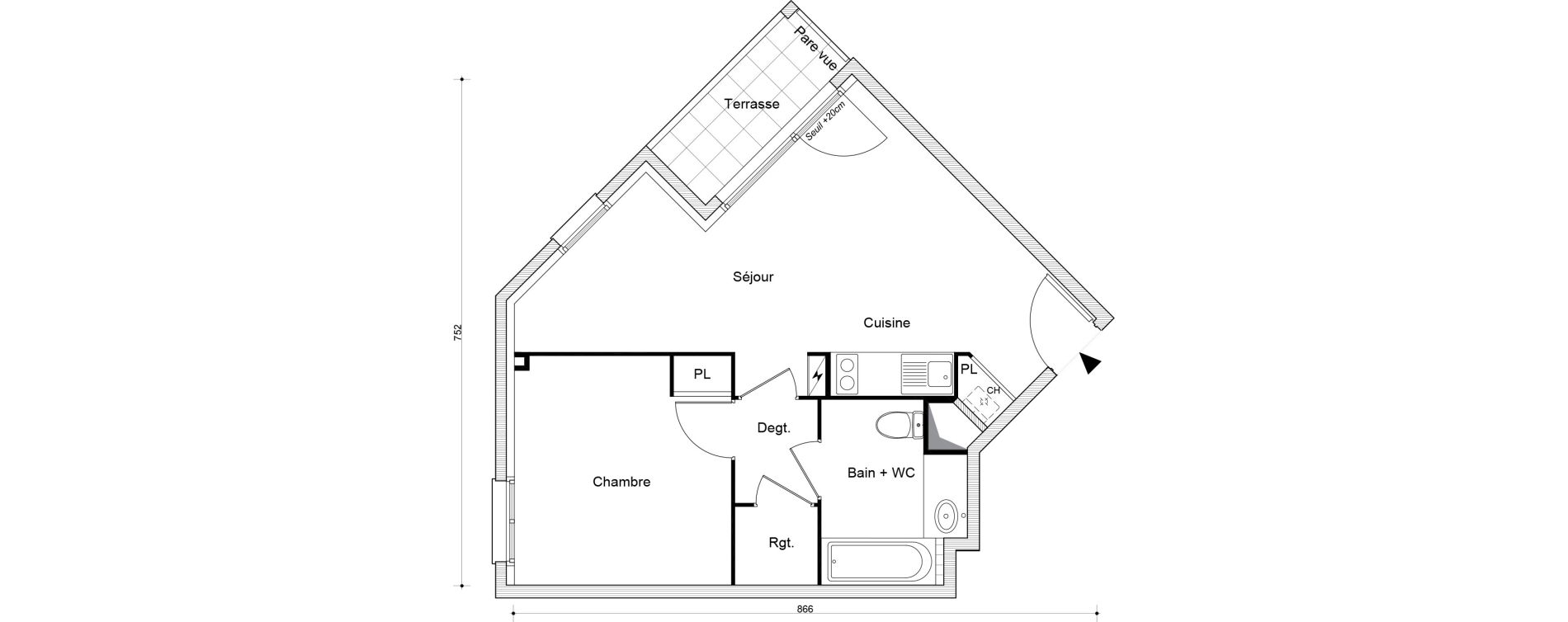 Appartement T2 de 42,26 m2 &agrave; Beaumont-Sur-Oise Centre