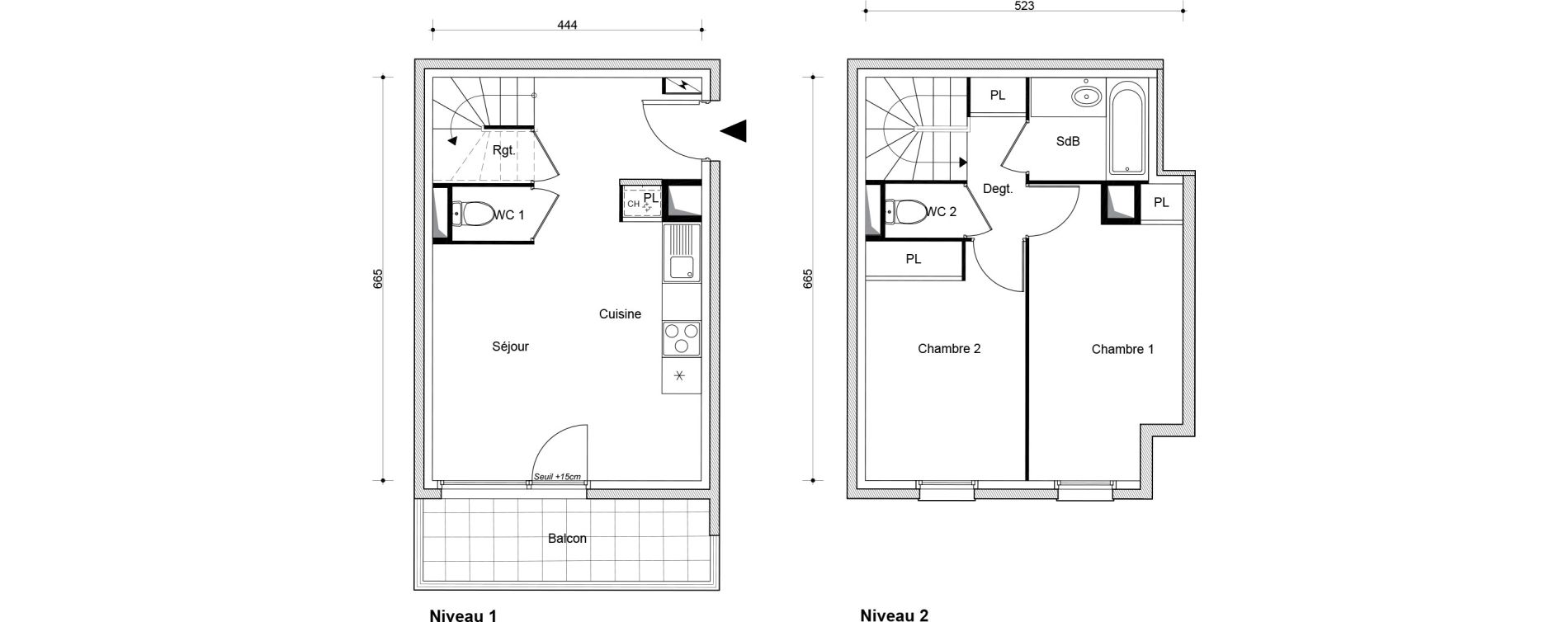 Duplex T3 de 54,81 m2 &agrave; Beaumont-Sur-Oise Centre