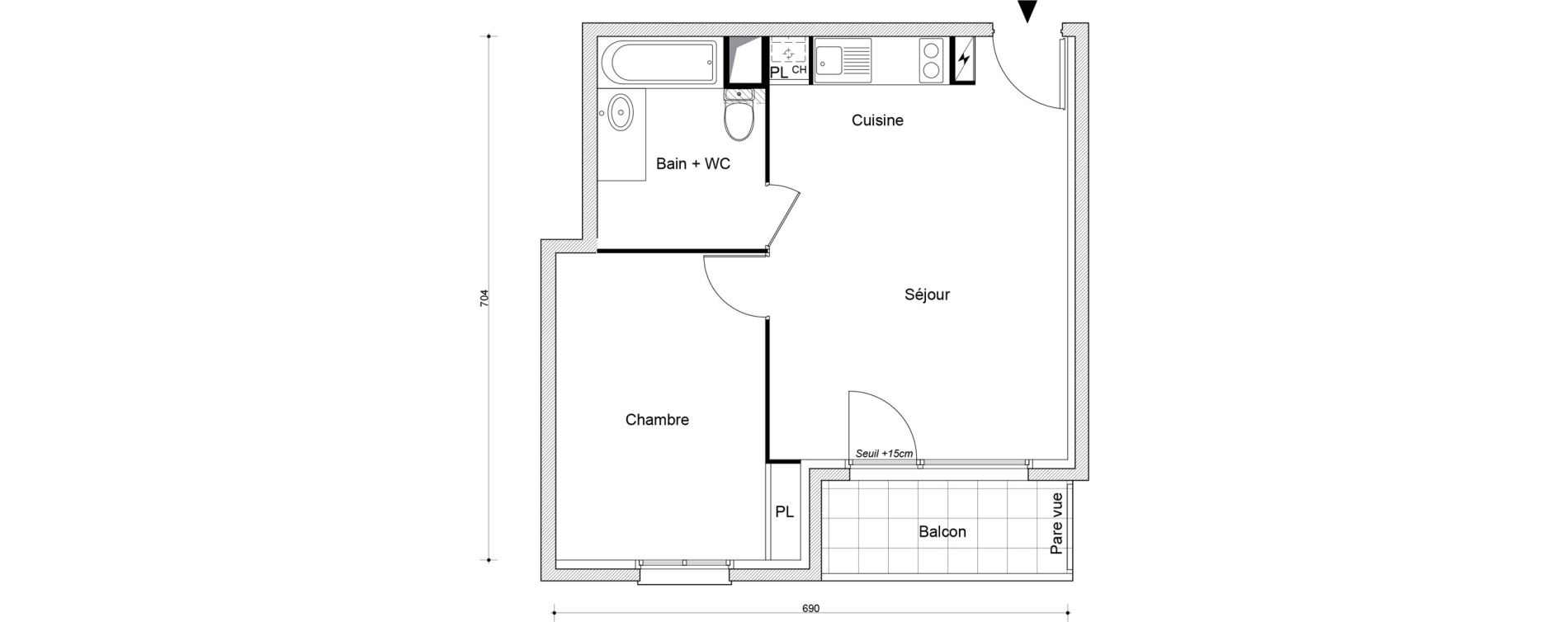 Appartement T2 de 41,04 m2 &agrave; Beaumont-Sur-Oise Centre