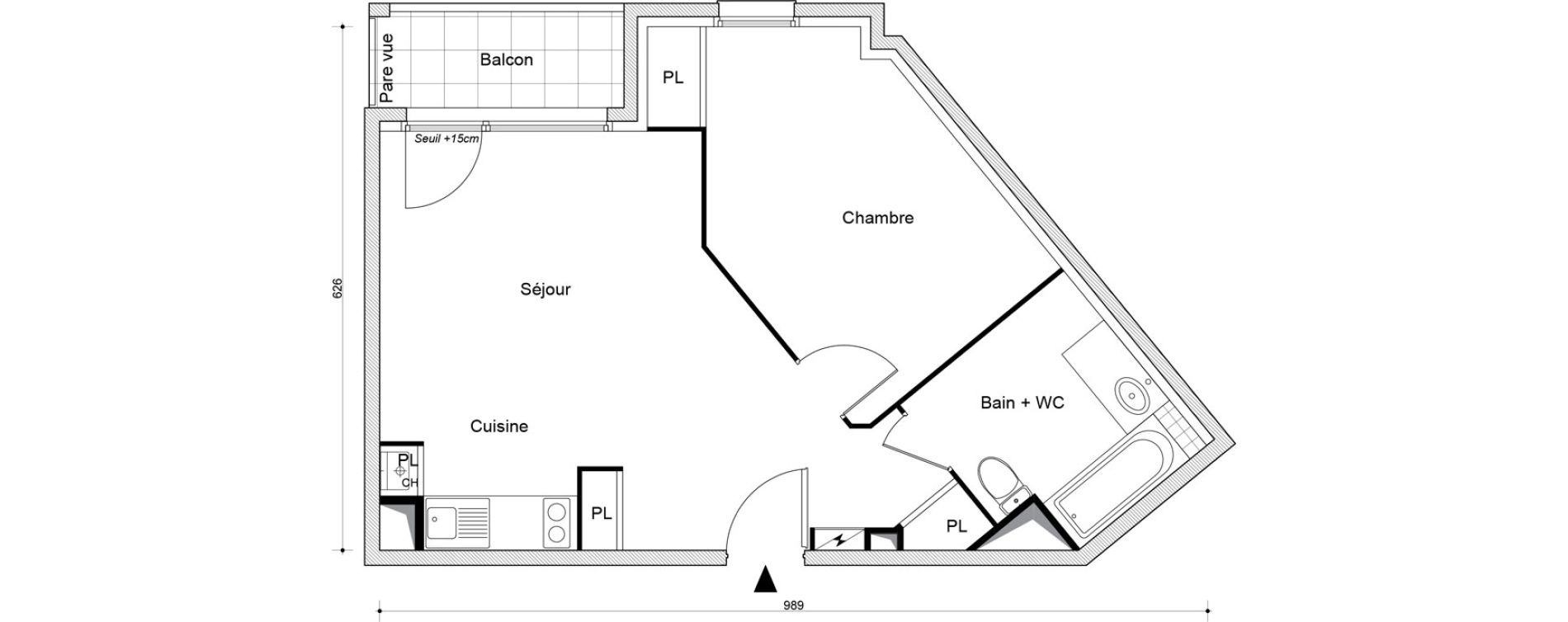 Appartement T2 de 44,92 m2 &agrave; Beaumont-Sur-Oise Centre