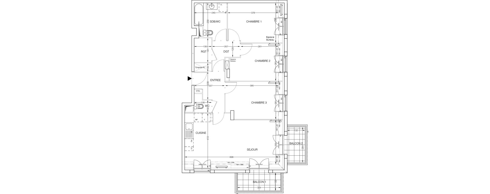 Appartement T4 de 77,47 m2 &agrave; Beaumont-Sur-Oise Centre