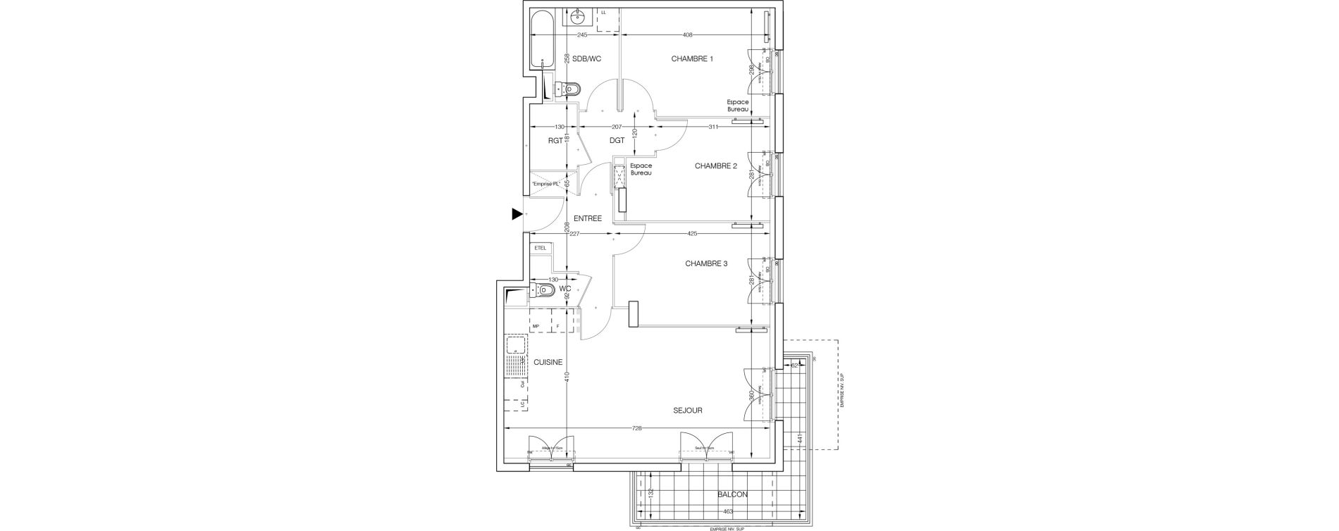 Appartement T4 de 80,77 m2 &agrave; Beaumont-Sur-Oise Centre