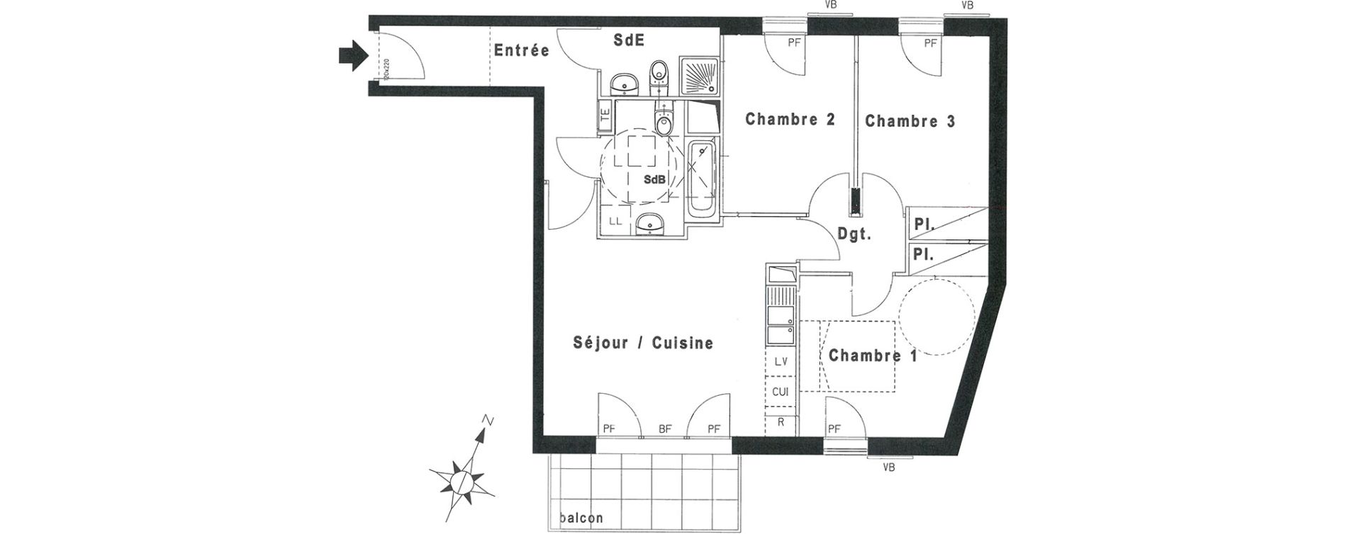 Appartement T4 de 70,51 m2 &agrave; Beaumont-Sur-Oise Centre
