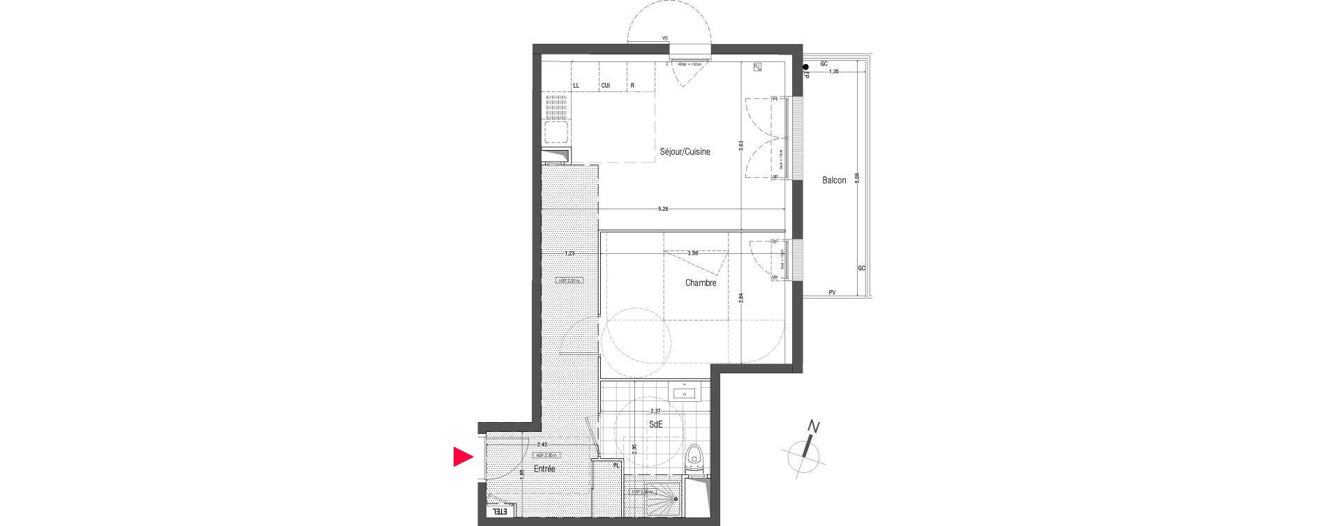 Appartement T2 de 46,94 m2 &agrave; Bessancourt Bessancourt les meuniers