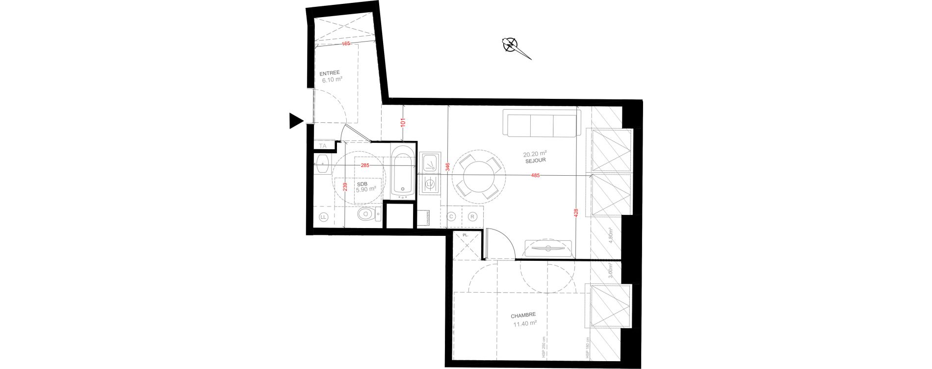Appartement T2 de 43,60 m2 &agrave; Bessancourt Bessancourt les meuniers
