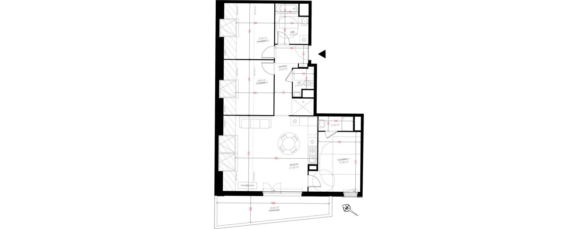 Appartement T3 de 79,80 m2 &agrave; Bessancourt Bessancourt les meuniers