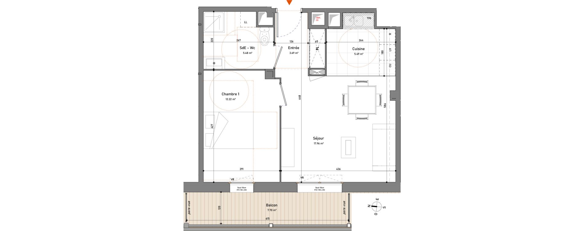 Appartement T2 de 44,84 m2 &agrave; Bezons Colombier